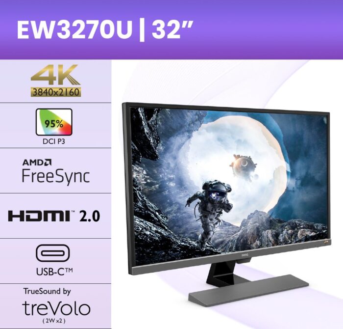 EW3270U｜32" 4K UHD 95% DCI-P3 HDR 10 Premium Entertainment Monitor - Image 5